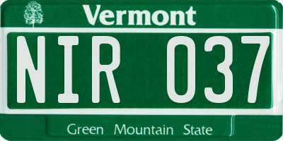 VT license plate NIR037