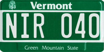 VT license plate NIR040