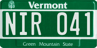 VT license plate NIR041