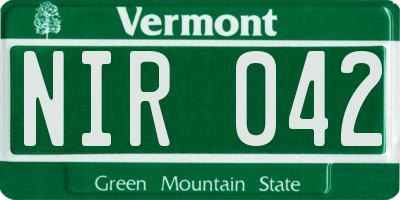 VT license plate NIR042