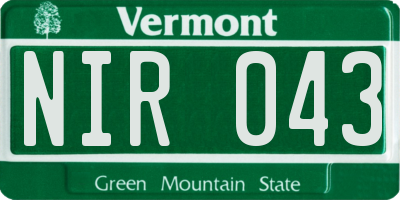 VT license plate NIR043