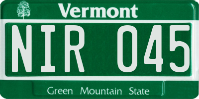 VT license plate NIR045