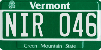 VT license plate NIR046