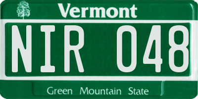 VT license plate NIR048