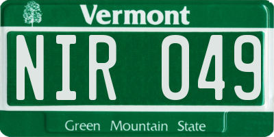 VT license plate NIR049