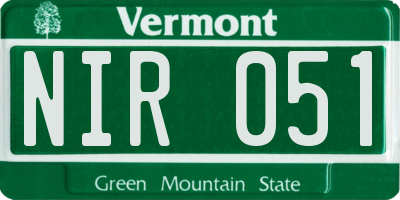 VT license plate NIR051