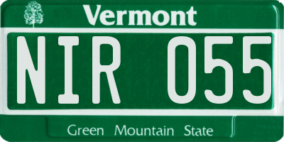 VT license plate NIR055