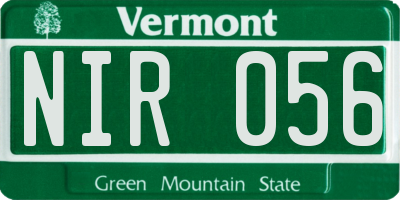 VT license plate NIR056