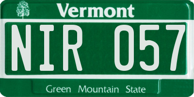 VT license plate NIR057