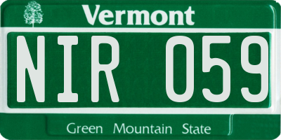 VT license plate NIR059