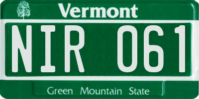 VT license plate NIR061