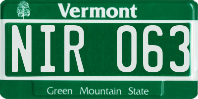 VT license plate NIR063