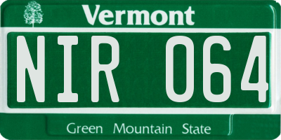 VT license plate NIR064