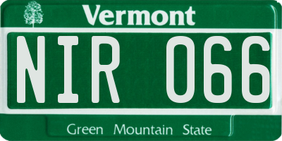 VT license plate NIR066
