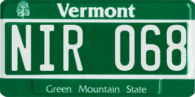 VT license plate NIR068