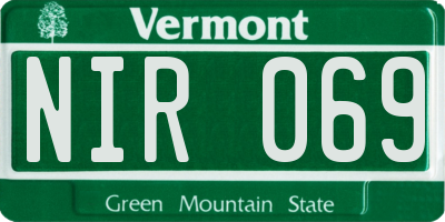 VT license plate NIR069