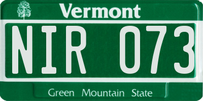 VT license plate NIR073