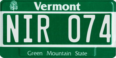 VT license plate NIR074