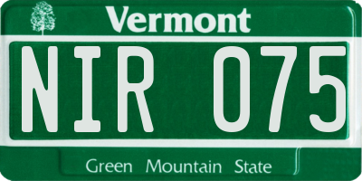 VT license plate NIR075