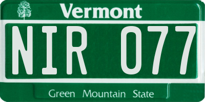 VT license plate NIR077