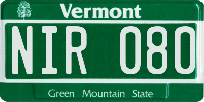 VT license plate NIR080