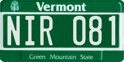 VT license plate NIR081