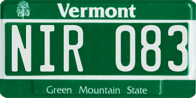 VT license plate NIR083
