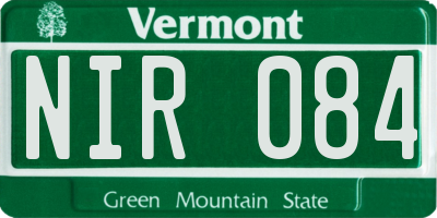 VT license plate NIR084