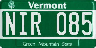 VT license plate NIR085