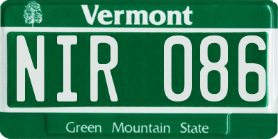 VT license plate NIR086