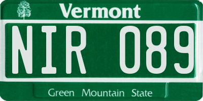 VT license plate NIR089