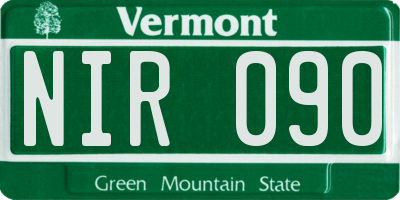 VT license plate NIR090