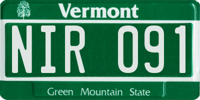 VT license plate NIR091