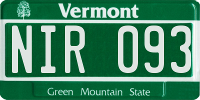 VT license plate NIR093
