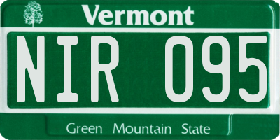 VT license plate NIR095