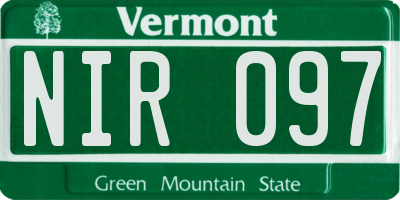 VT license plate NIR097
