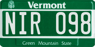 VT license plate NIR098
