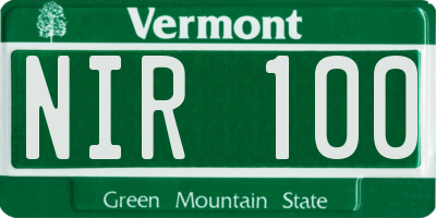 VT license plate NIR100