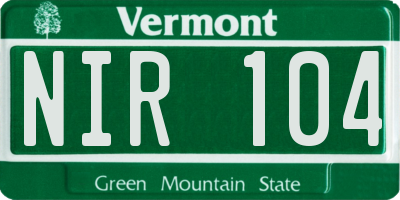 VT license plate NIR104