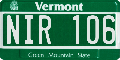 VT license plate NIR106
