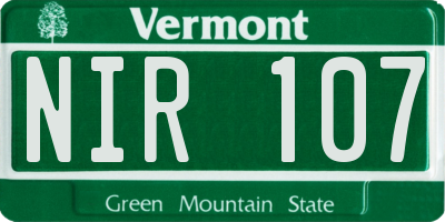 VT license plate NIR107