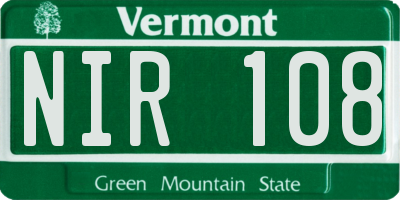 VT license plate NIR108