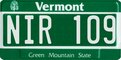 VT license plate NIR109