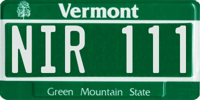 VT license plate NIR111