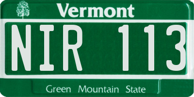 VT license plate NIR113
