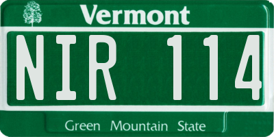 VT license plate NIR114