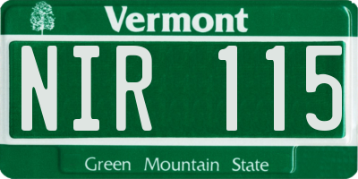 VT license plate NIR115