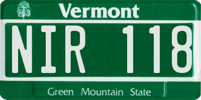 VT license plate NIR118