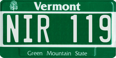 VT license plate NIR119