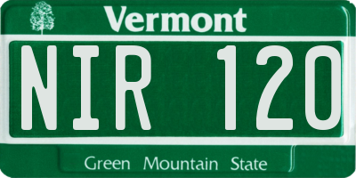 VT license plate NIR120